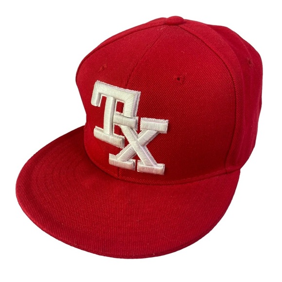 Pit Bull Texas TX Baseball Cap Red White‎ Fitted Flat Bill Embroidered Hat Large - Picture 1 of 10